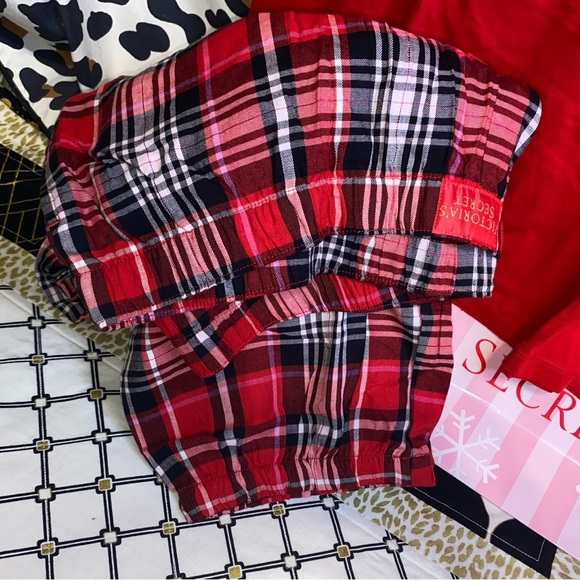 VICTORIA SECRET FLANNEL JOGGER TEE-JAMA SET - Picture 6 of 12